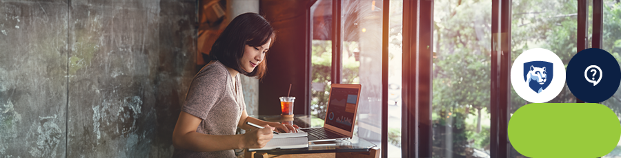 Individual working on a laptop in a casual setting, with icons suggesting digital assistance. What is the A+ Certification